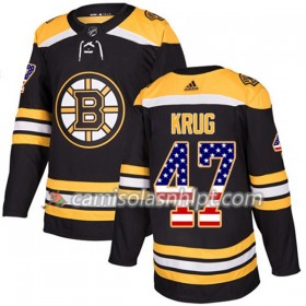 Camisola Boston Bruins Torey Krug 47 Adidas 2017-2018 Preto USA Flag Fashion Authentic - Homem